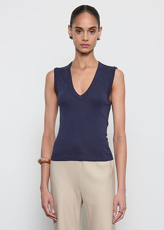 Supima Cotton Sleeveless V | Dark Navy