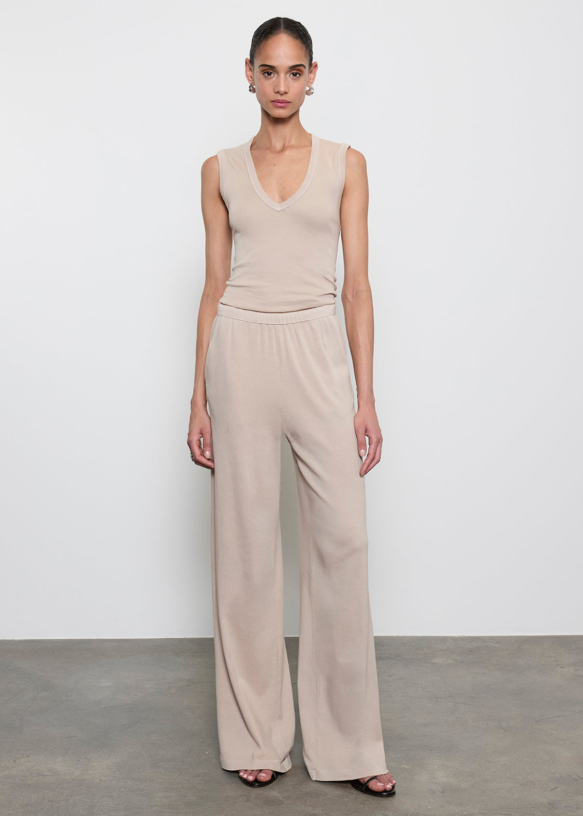 Supima Cotton Sleeveless V | Stone