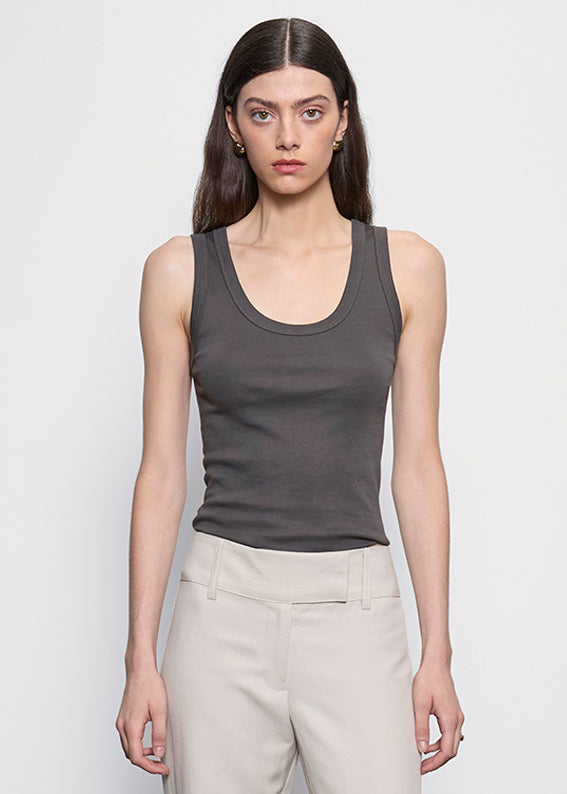 Supima Baby Rib Tank | Slate