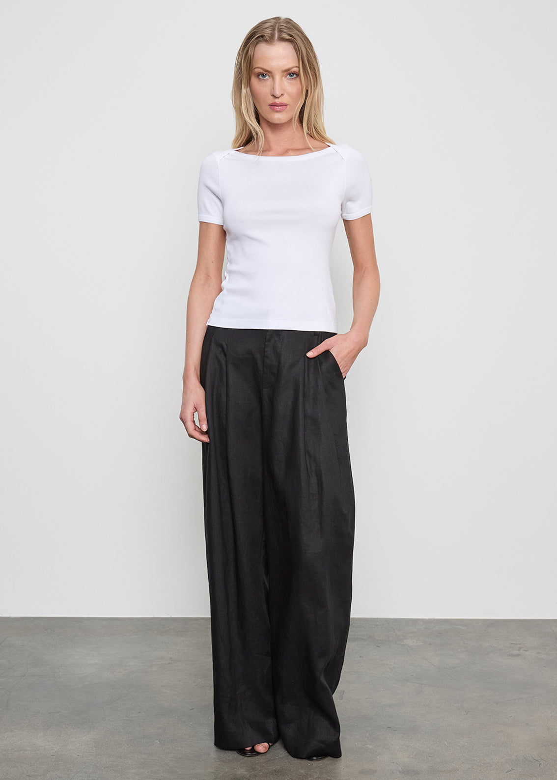 Linen Easy Trouser | Black