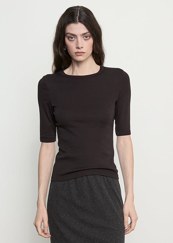 Supima Cotton New Classic Half Sleeve Tee | Black