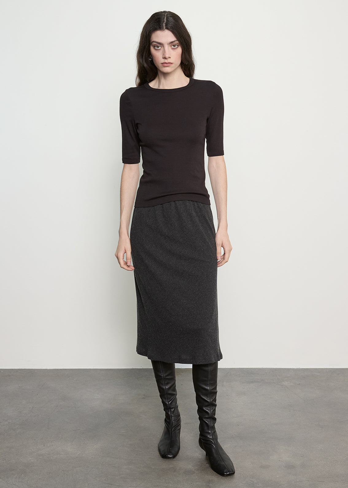 Supima Cotton New Classic Half Sleeve Tee | Black