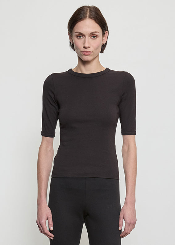 Supima Cotton New Classic Half Sleeve Tee | Black