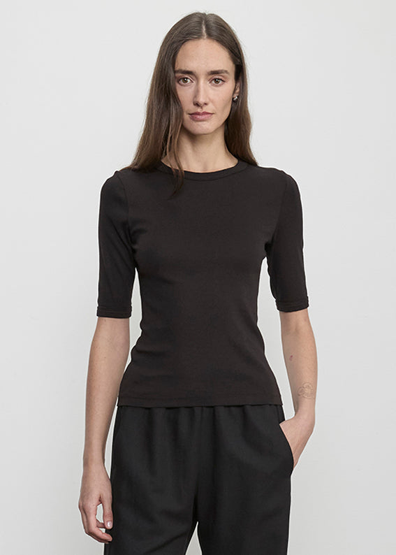 Supima Cotton New Classic Half Sleeve Tee | Black