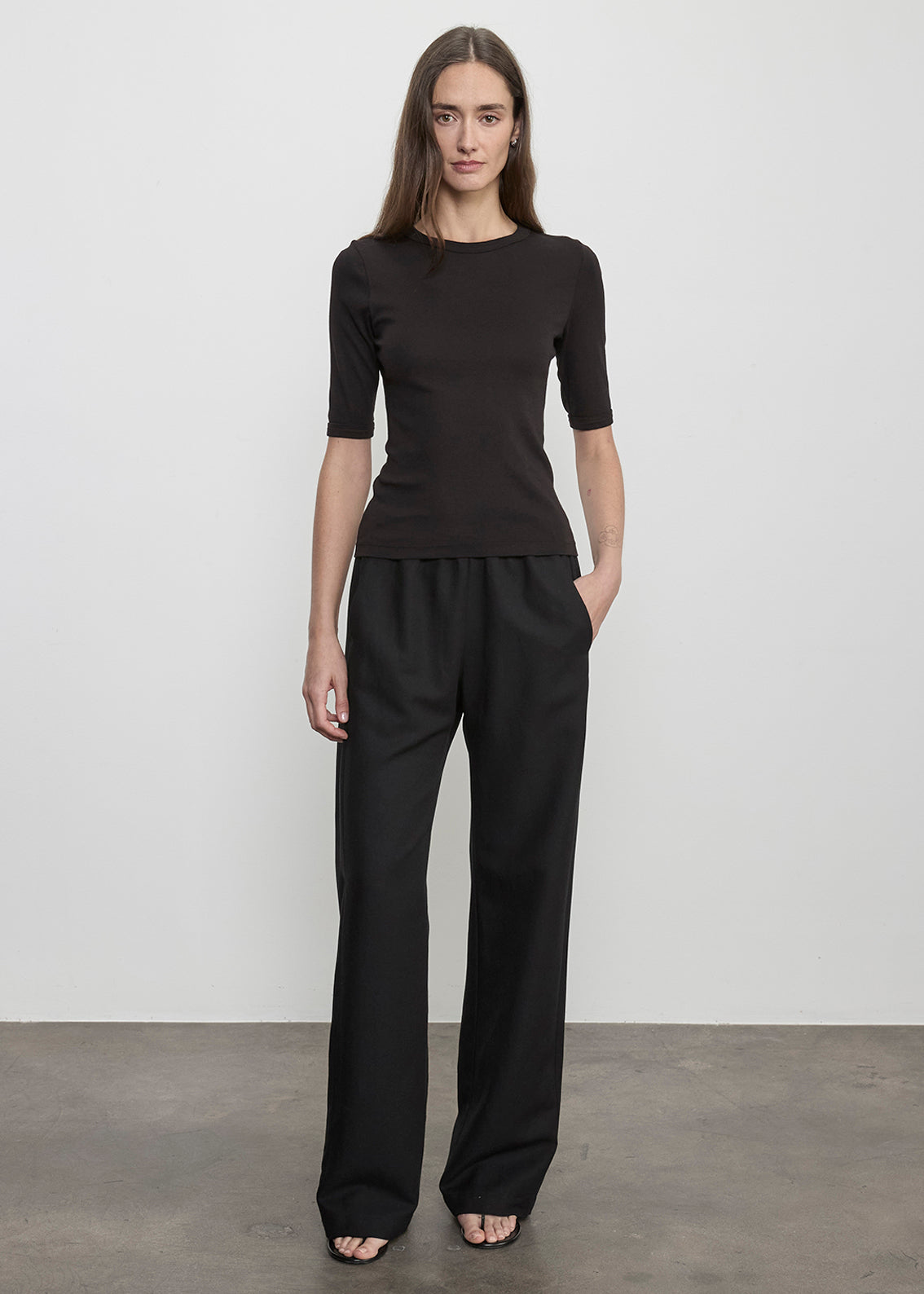 Supima Cotton New Classic Half Sleeve Tee | Black