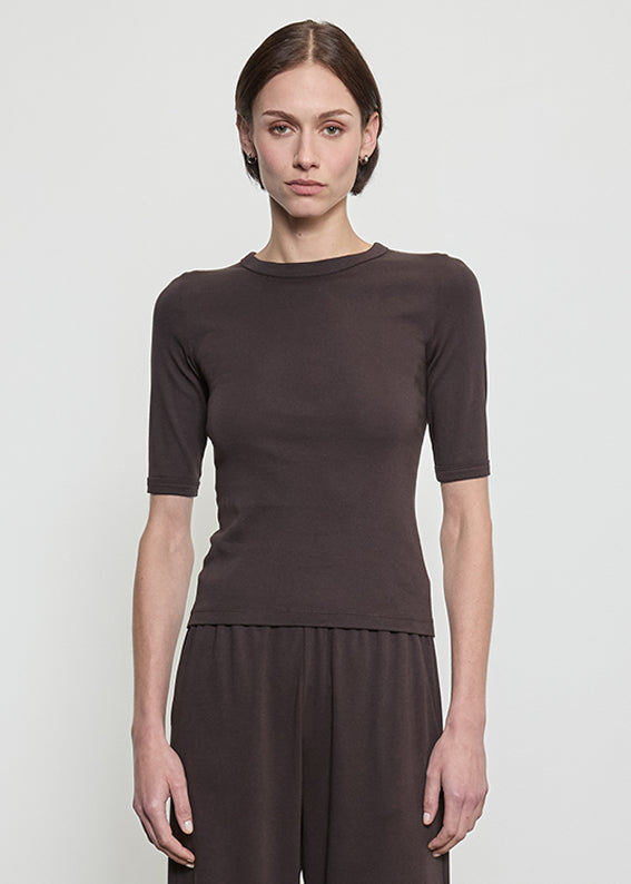 Supima Cotton New Classic Half Sleeve Tee | Espresso