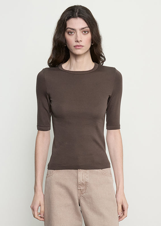 Supima Cotton New Classic Half Sleeve Tee | Espresso