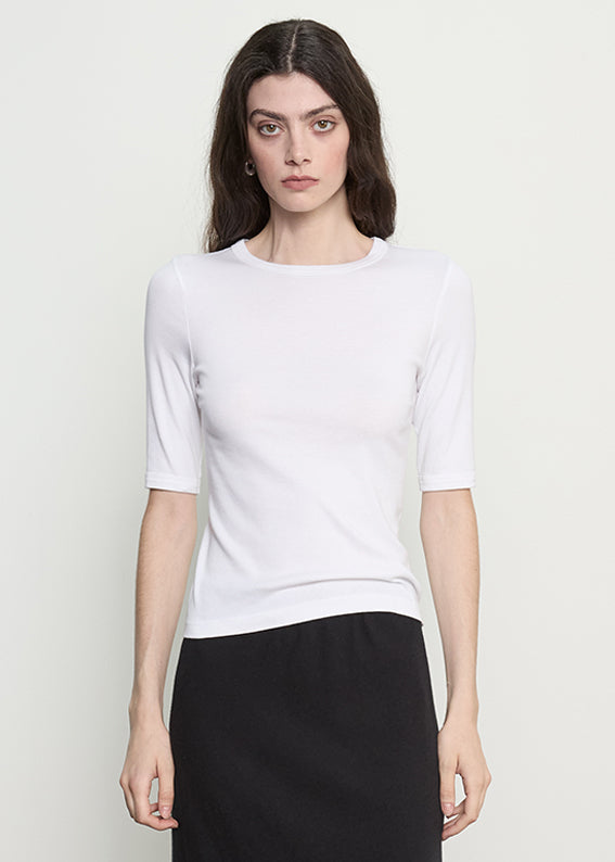 Supima Cotton New Classic Half Sleeve Tee | White