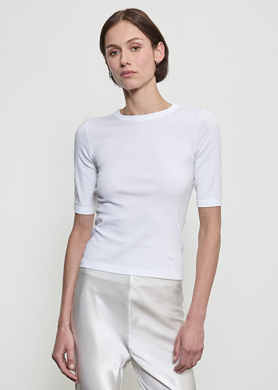 Supima Cotton New Classic Half Sleeve Tee | White