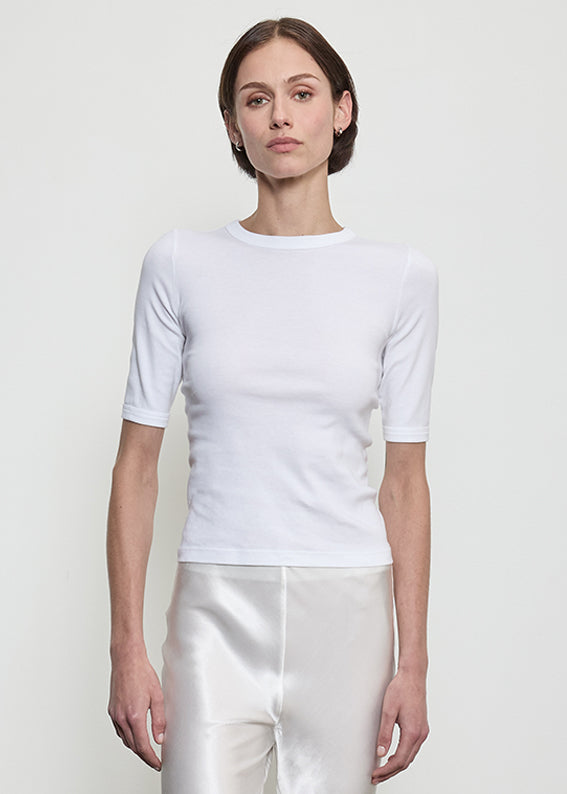 Supima Cotton New Classic Half Sleeve Tee | White