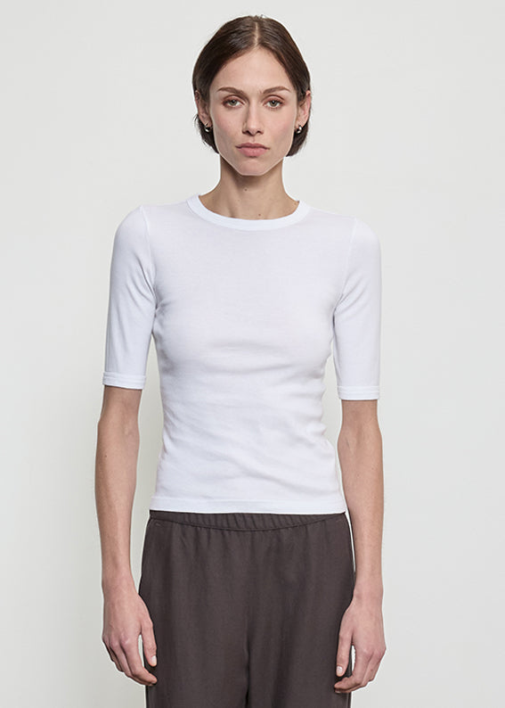 Supima Cotton New Classic Half Sleeve Tee | White