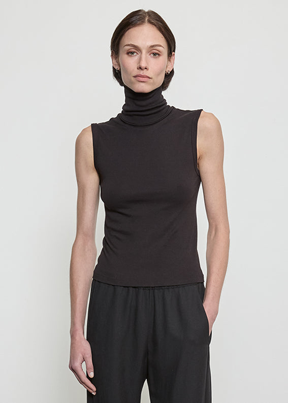 Soft Cotton New Classic Sleeveless Highneck | Black