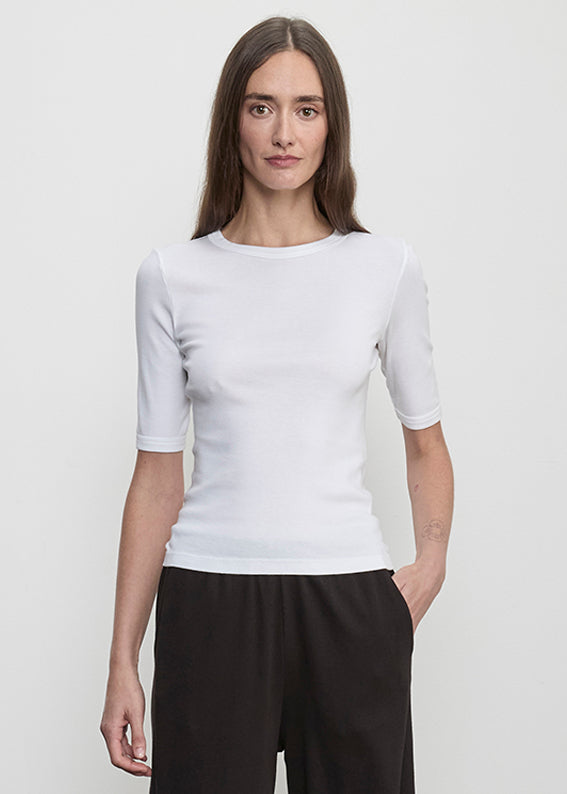 Supima Cotton New Classic Half Sleeve Tee | White