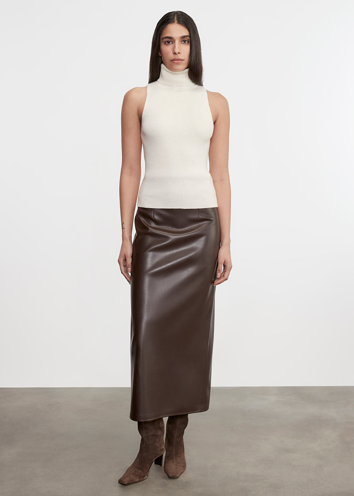 Cashmere Sleeveless Sweater | Chalk