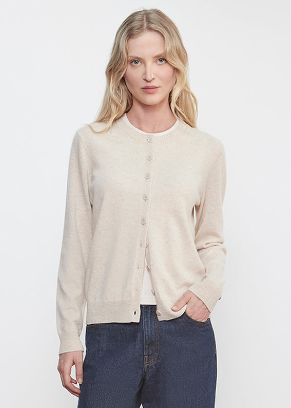 Cashmere Crew Cardigan | Alabaster
