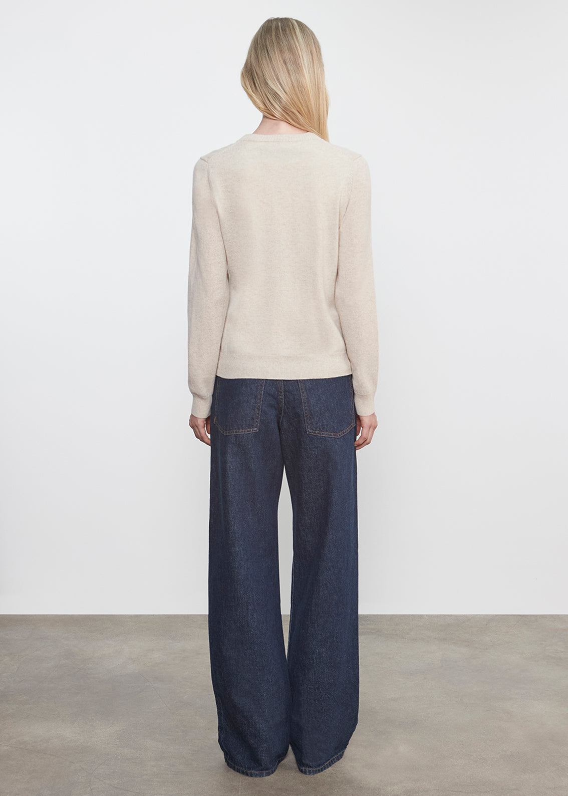 Cashmere Crew Cardigan | Alabaster