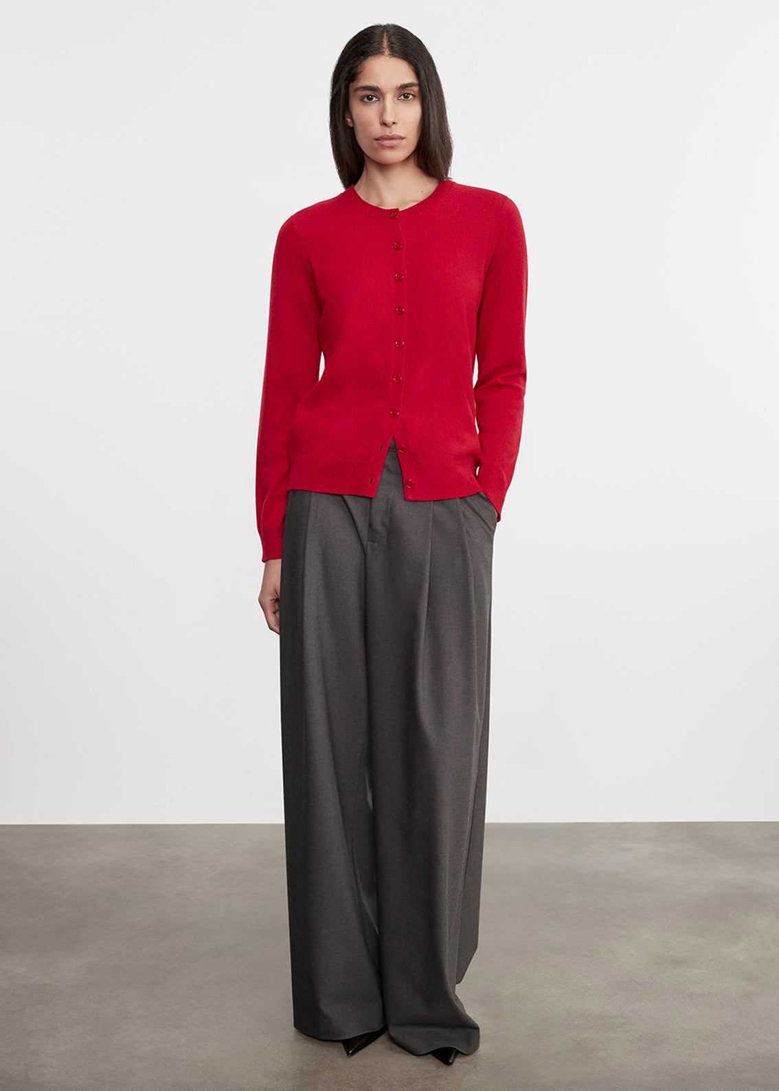 Cashmere Fitted Cardigan | Classic Red