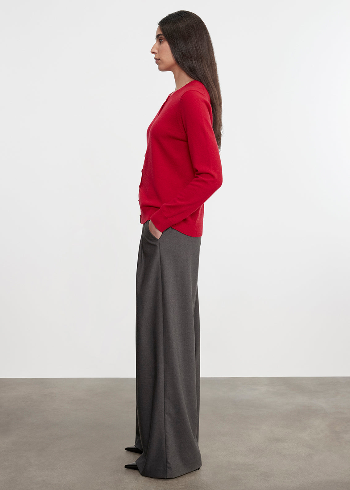 Cashmere Fitted Cardigan | Classic Red