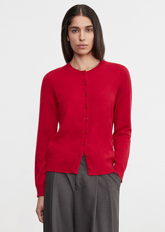 Cashmere Fitted Cardigan | Classic Red