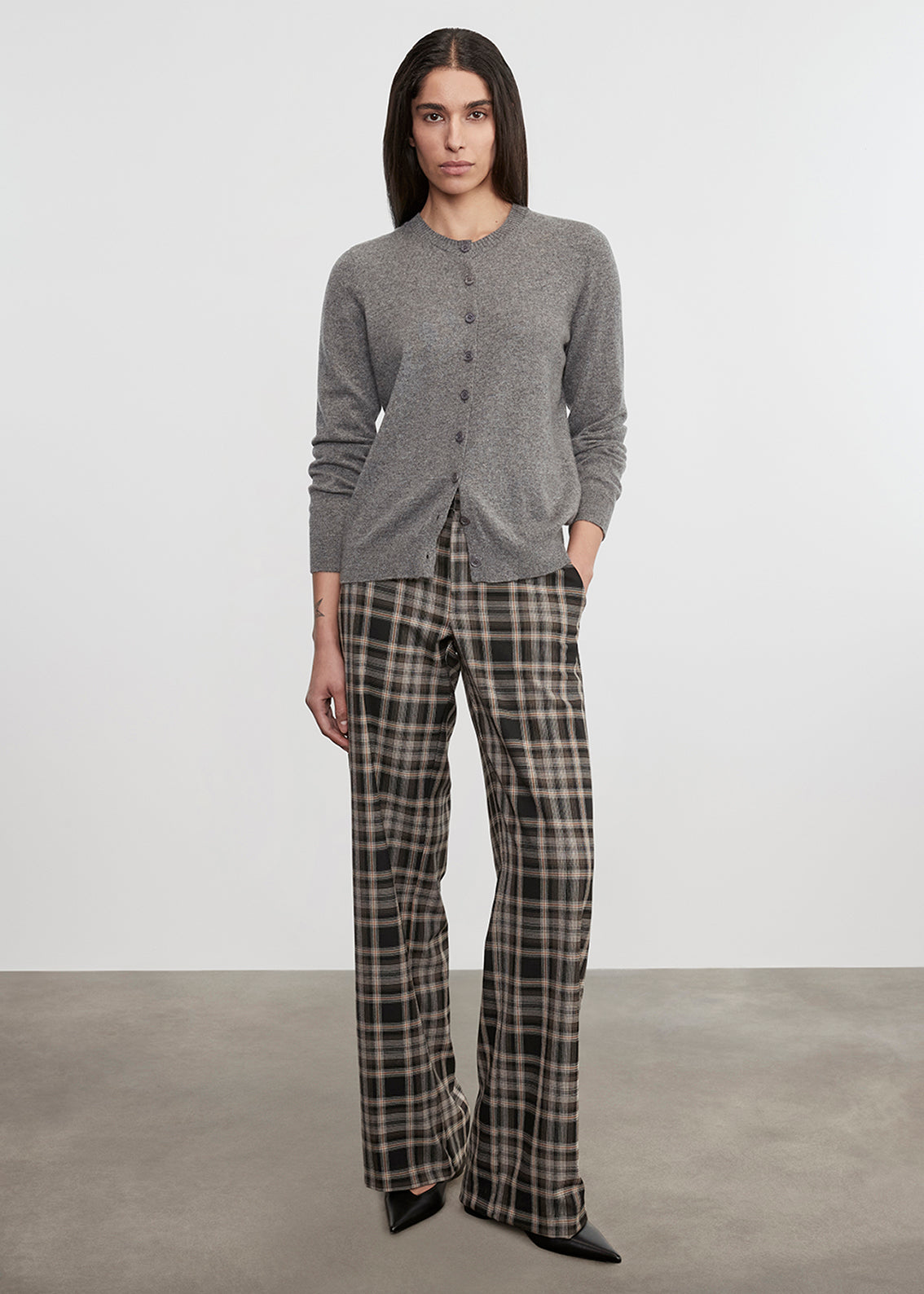 Cashmere Fitted Cardigan | Thunder