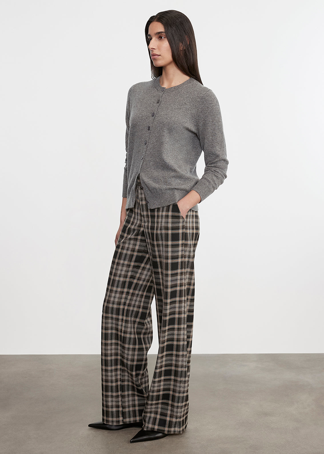 Cashmere Fitted Cardigan | Thunder