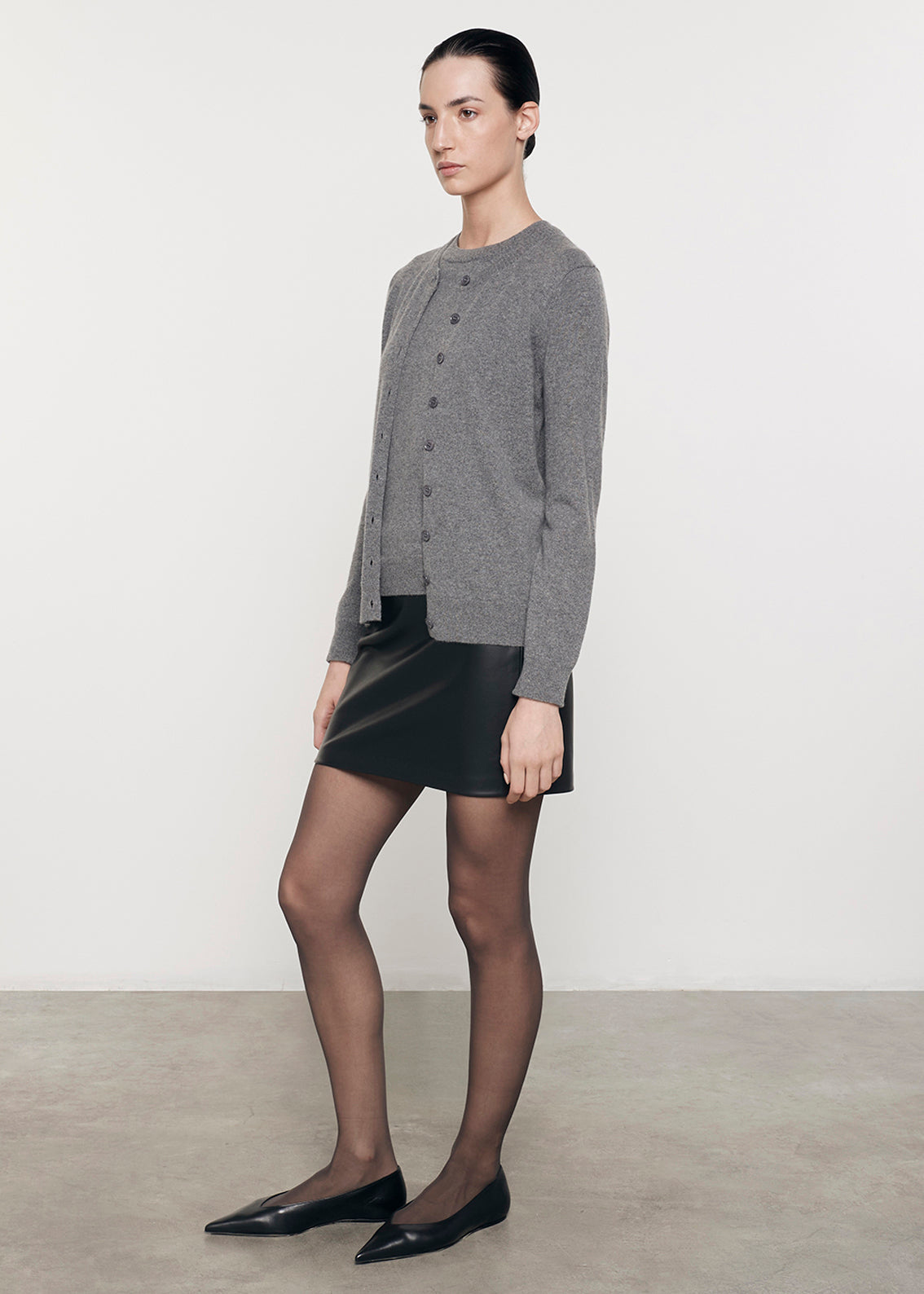 Cashmere Fitted Cardigan | Thunder