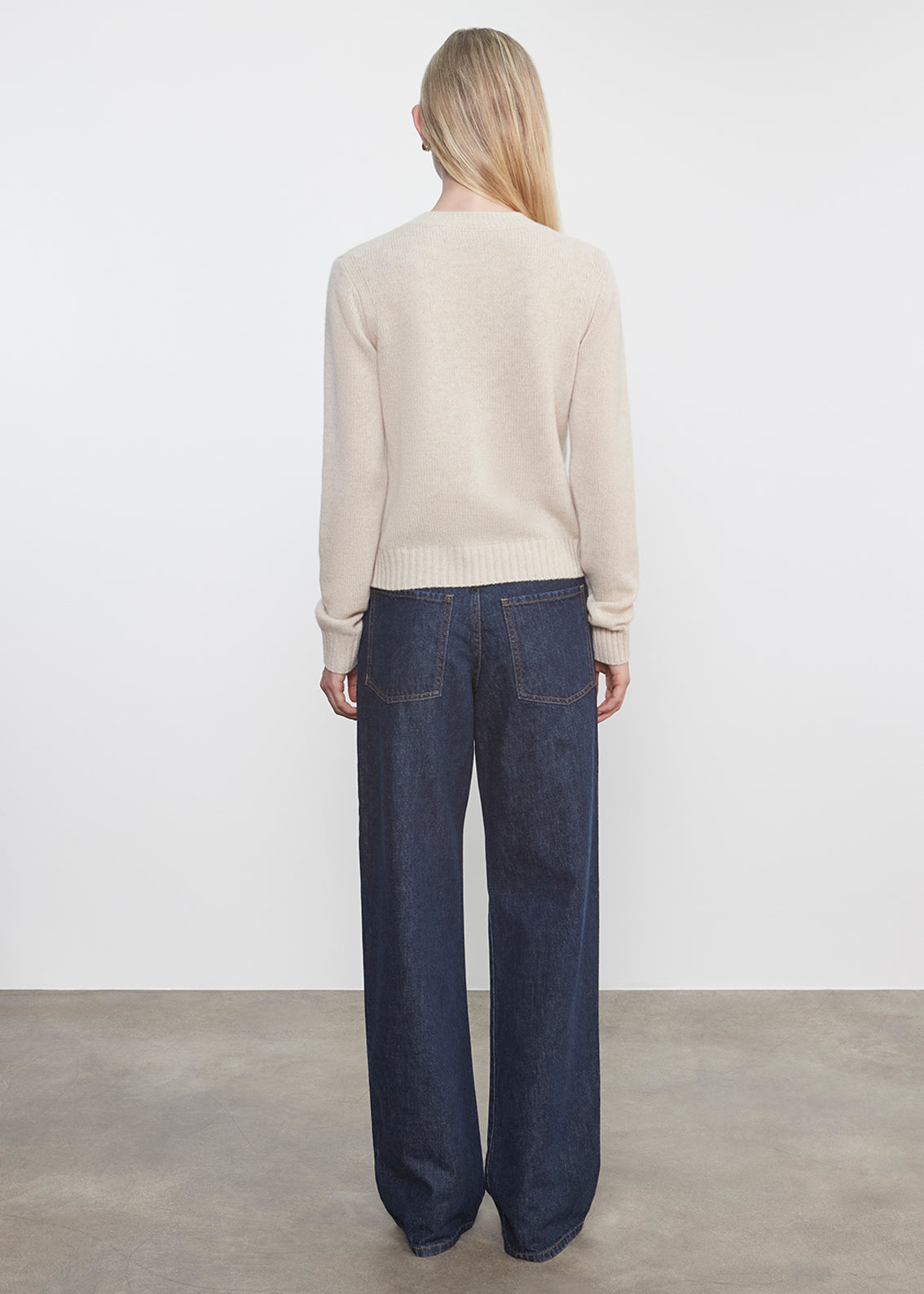 Cashmere Easy L/S Crew | Alabaster