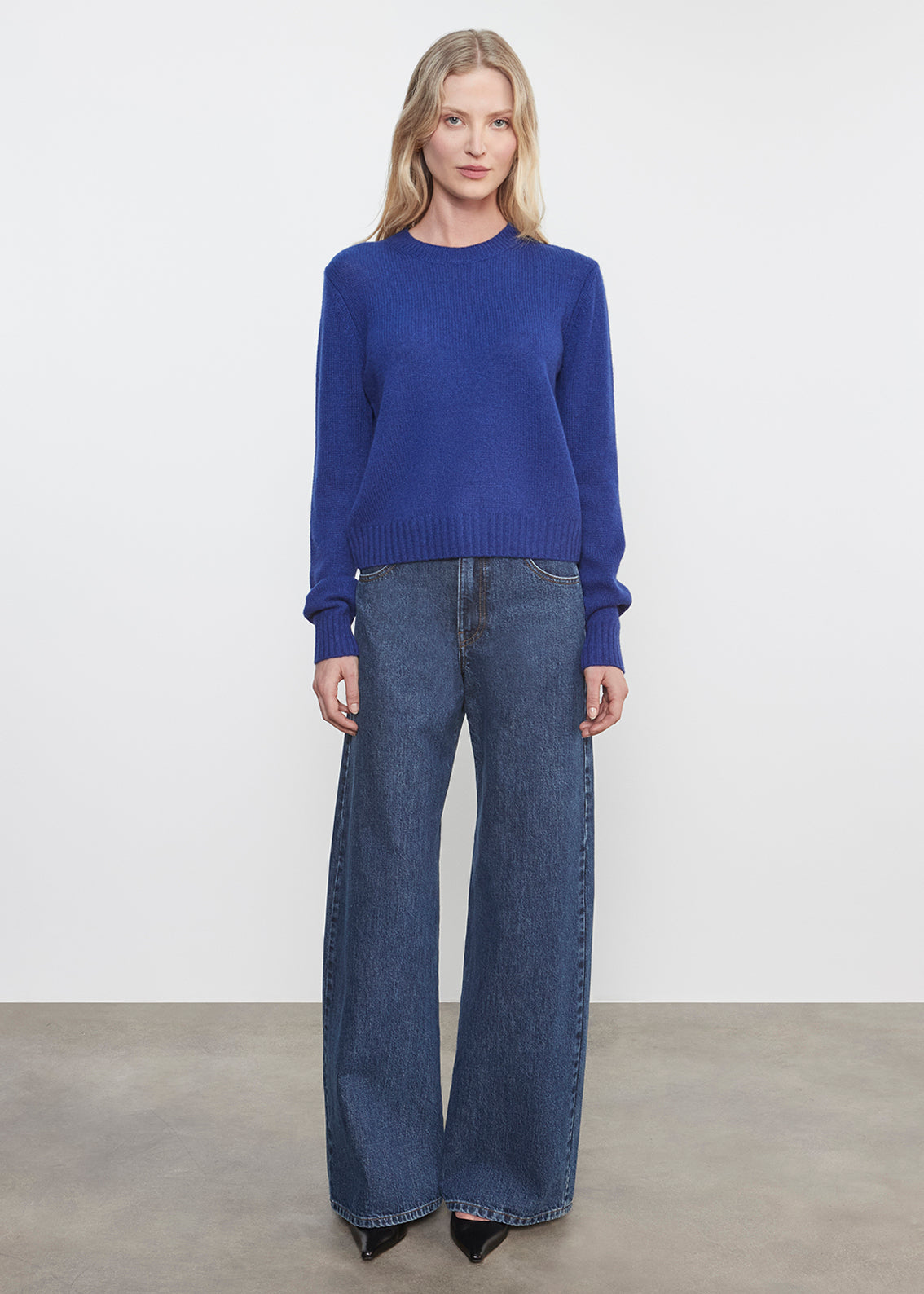 Cashmere Easy L/S Crew | Cobalt