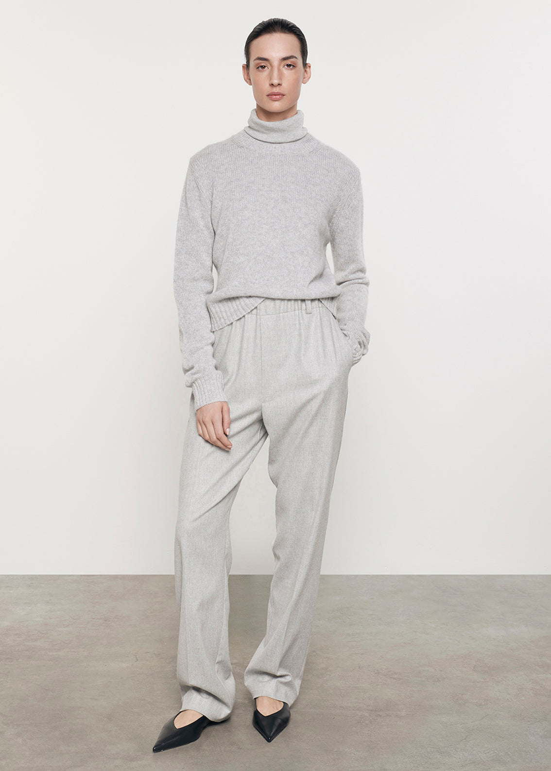 Cashmere Easy L/S Crew | Heather Grey