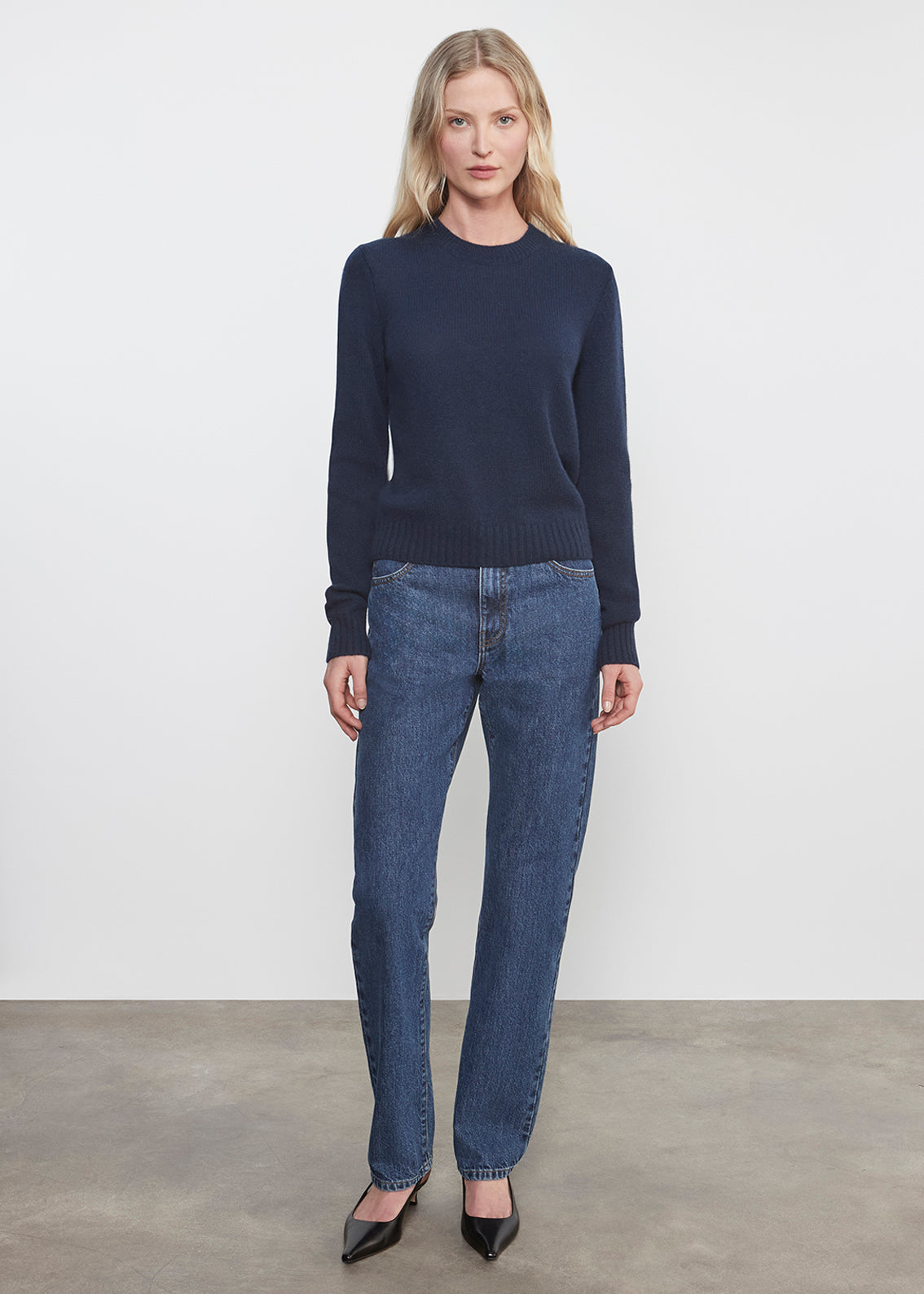 Cashmere Easy L/S Crew | Midnight Blue