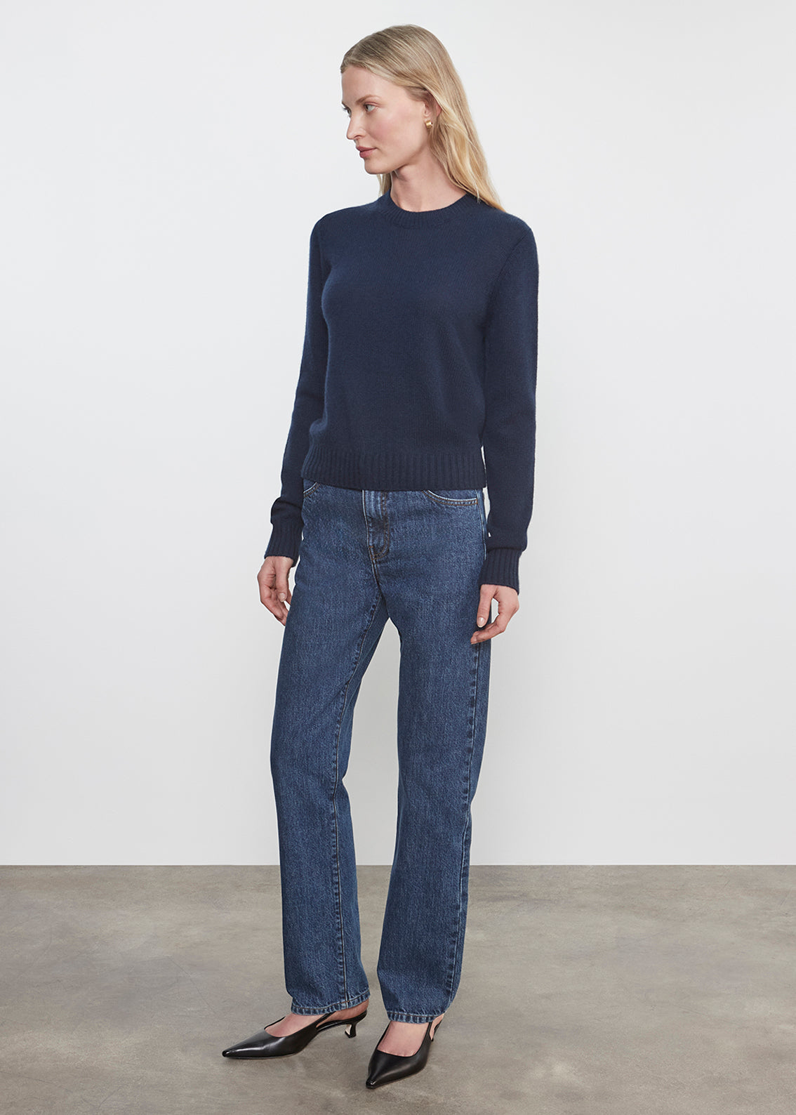 Cashmere Easy L/S Crew | Midnight Blue