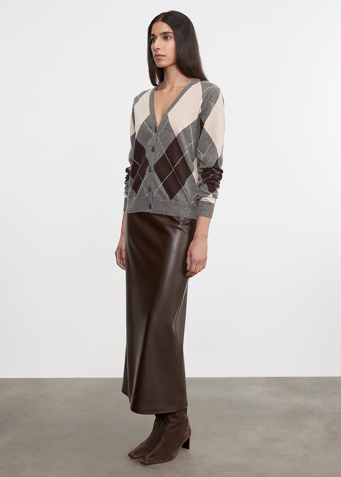 Knit Cashmere Argyle Cardigan | Argyle