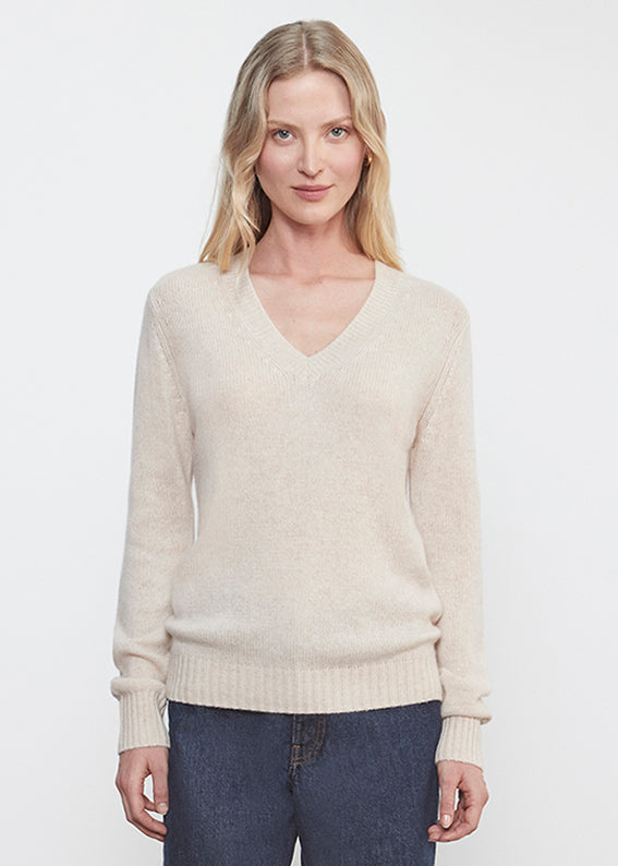 Cashmere V-Neck | Alabaster