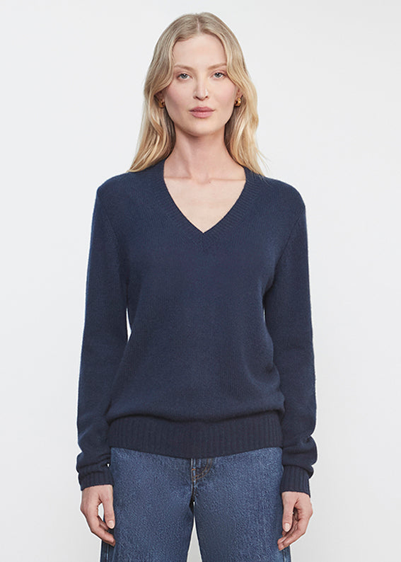 Cashmere V-Neck | Midnight Blue