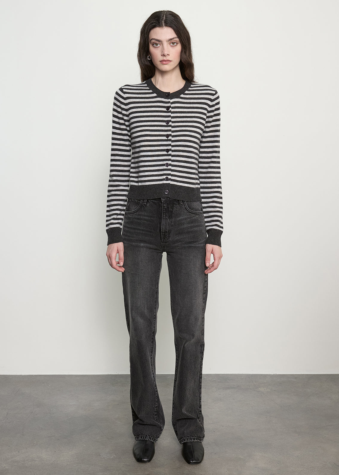 Cashmere Shrunken Cardigan in Classic Stripe | Classic Stripe