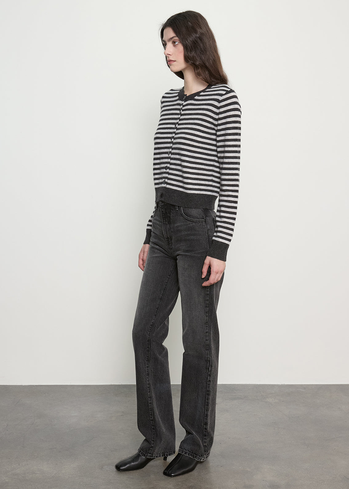 Cashmere Shrunken Cardigan in Classic Stripe | Classic Stripe
