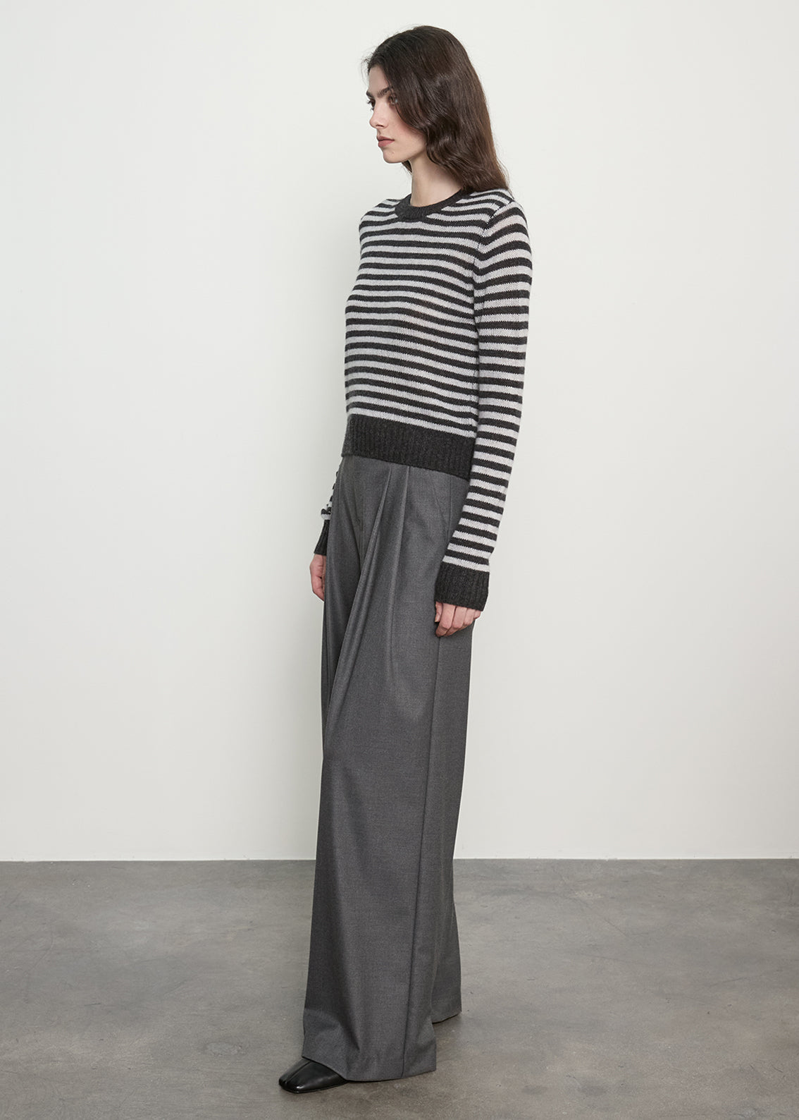 Cashmere Shrunken Crew in Classic Stripe | Classic Stripe
