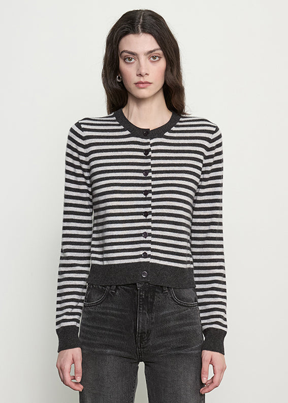 Cashmere Shrunken Cardigan in Classic Stripe | Classic Stripe