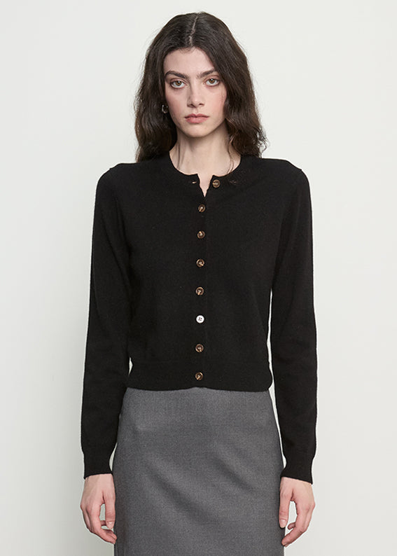 Cashmere Shrunken Cardigan | Black