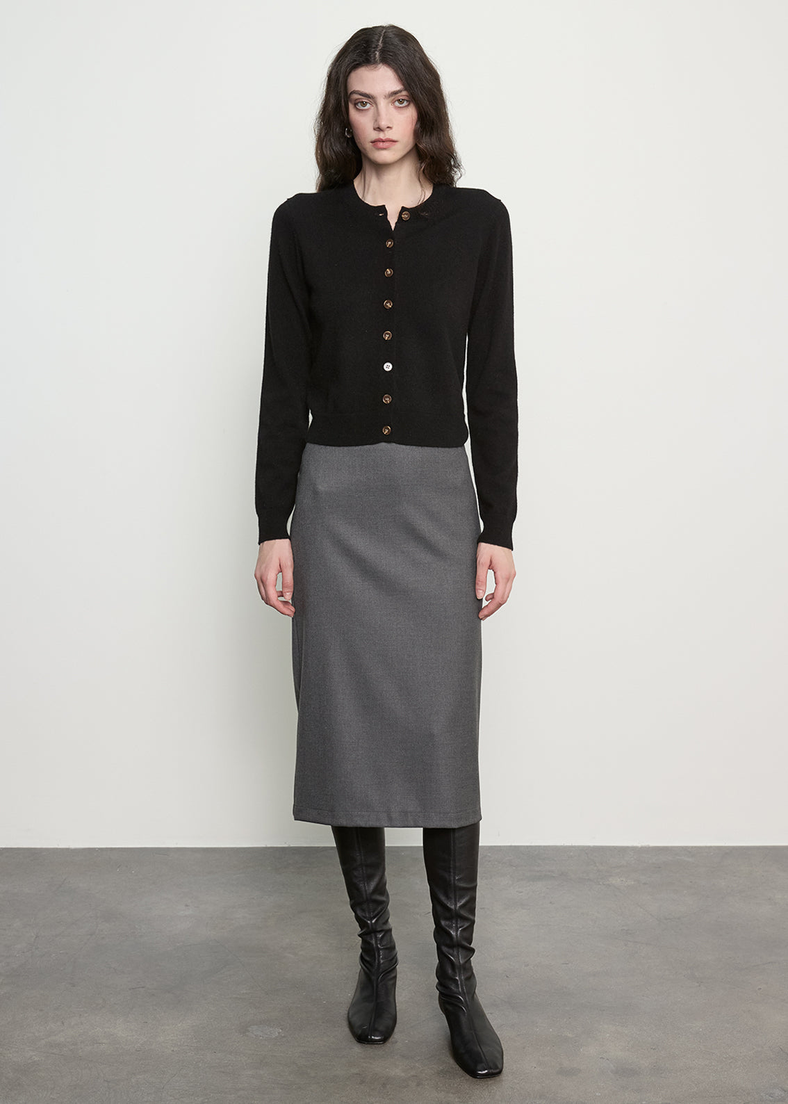 Cashmere Shrunken Cardigan | Black