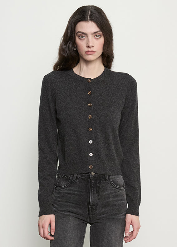 Cashmere Shrunken Cardigan | Charcoal