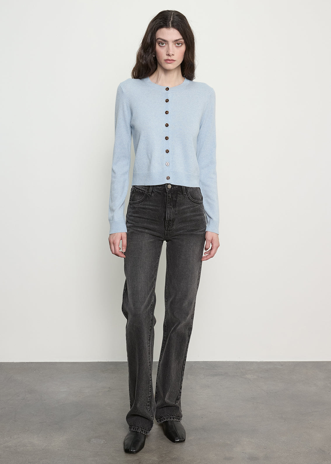 Cashmere Shrunken Cardigan | Pale Blue