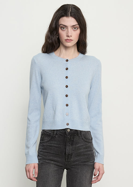 Cashmere Shrunken Cardigan | Pale Blue