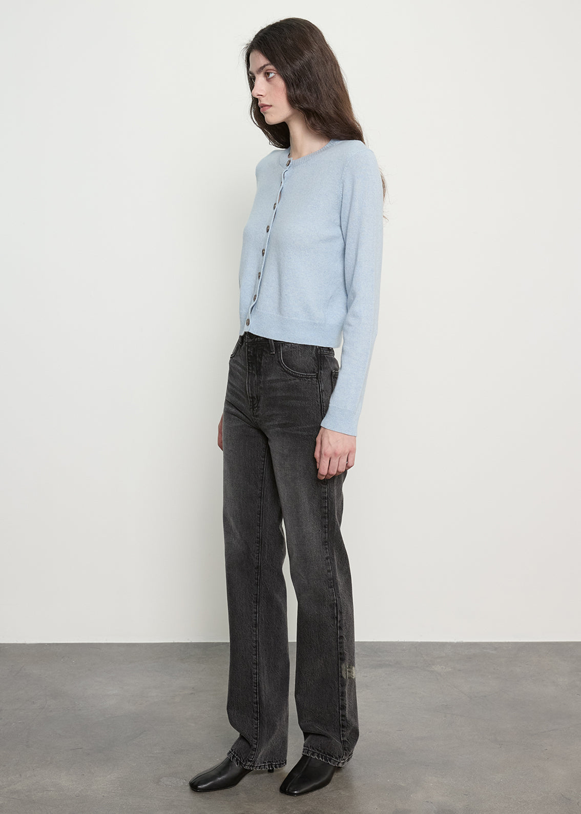 Cashmere Shrunken Cardigan | Pale Blue