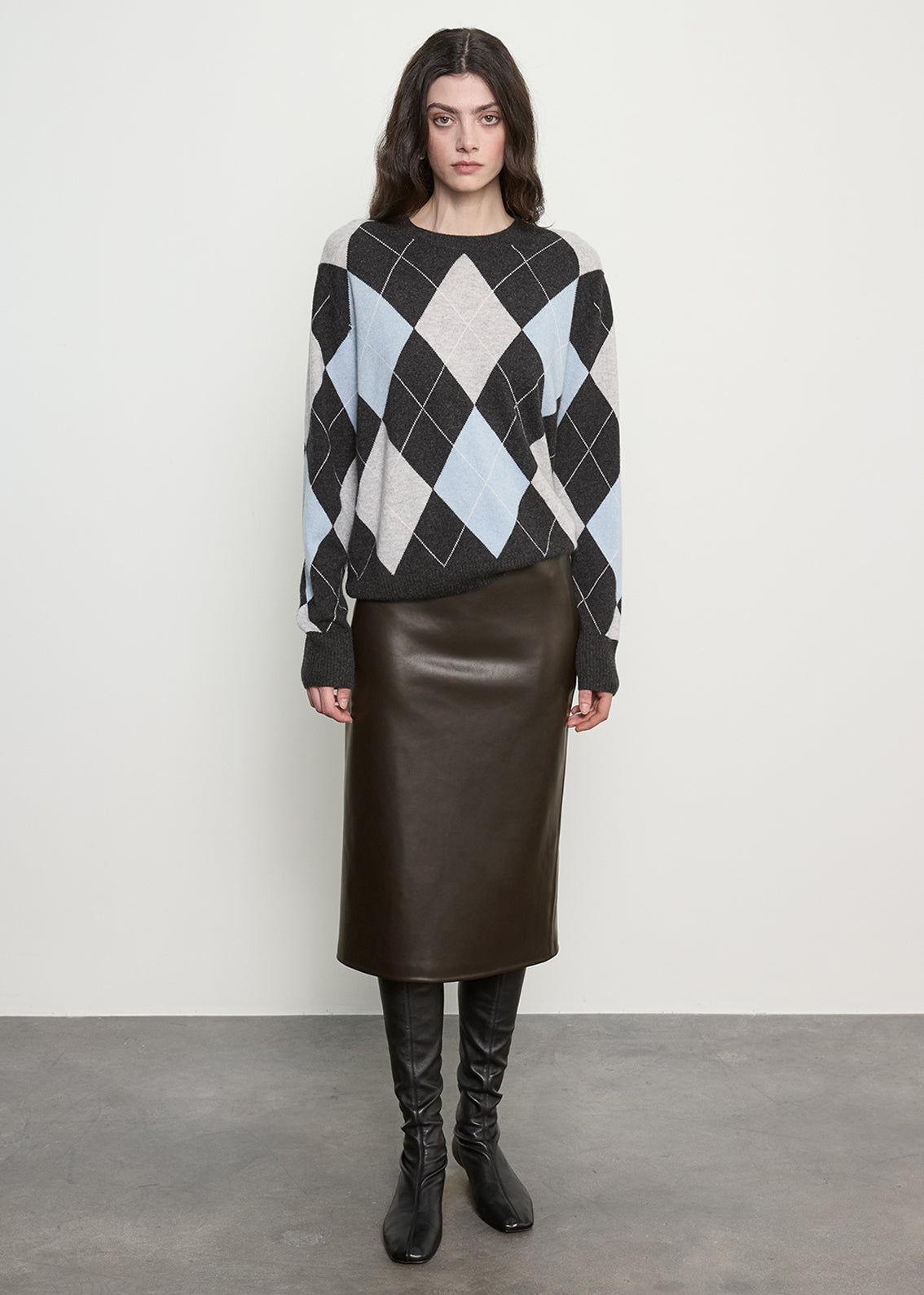 Cashmere Argyle Sweater | Blue Grey Argyle