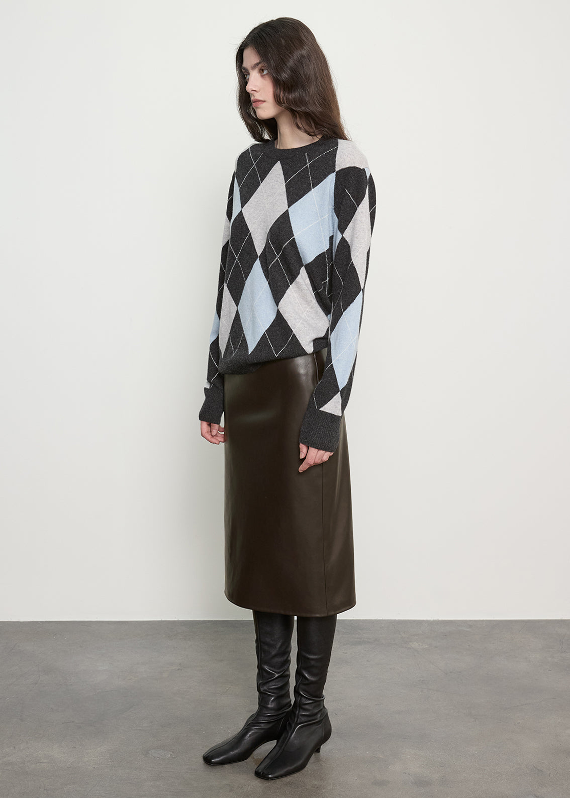 Cashmere Argyle Sweater | Blue Grey Argyle