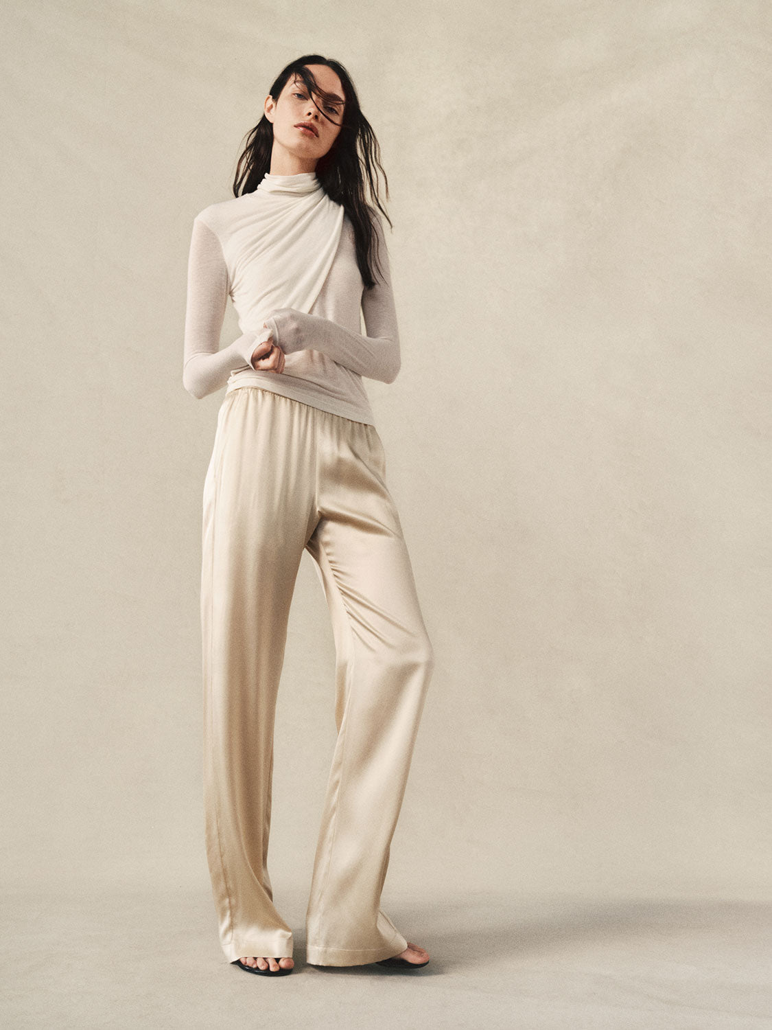 Silk Satin Everywhere Pant | Alabaster