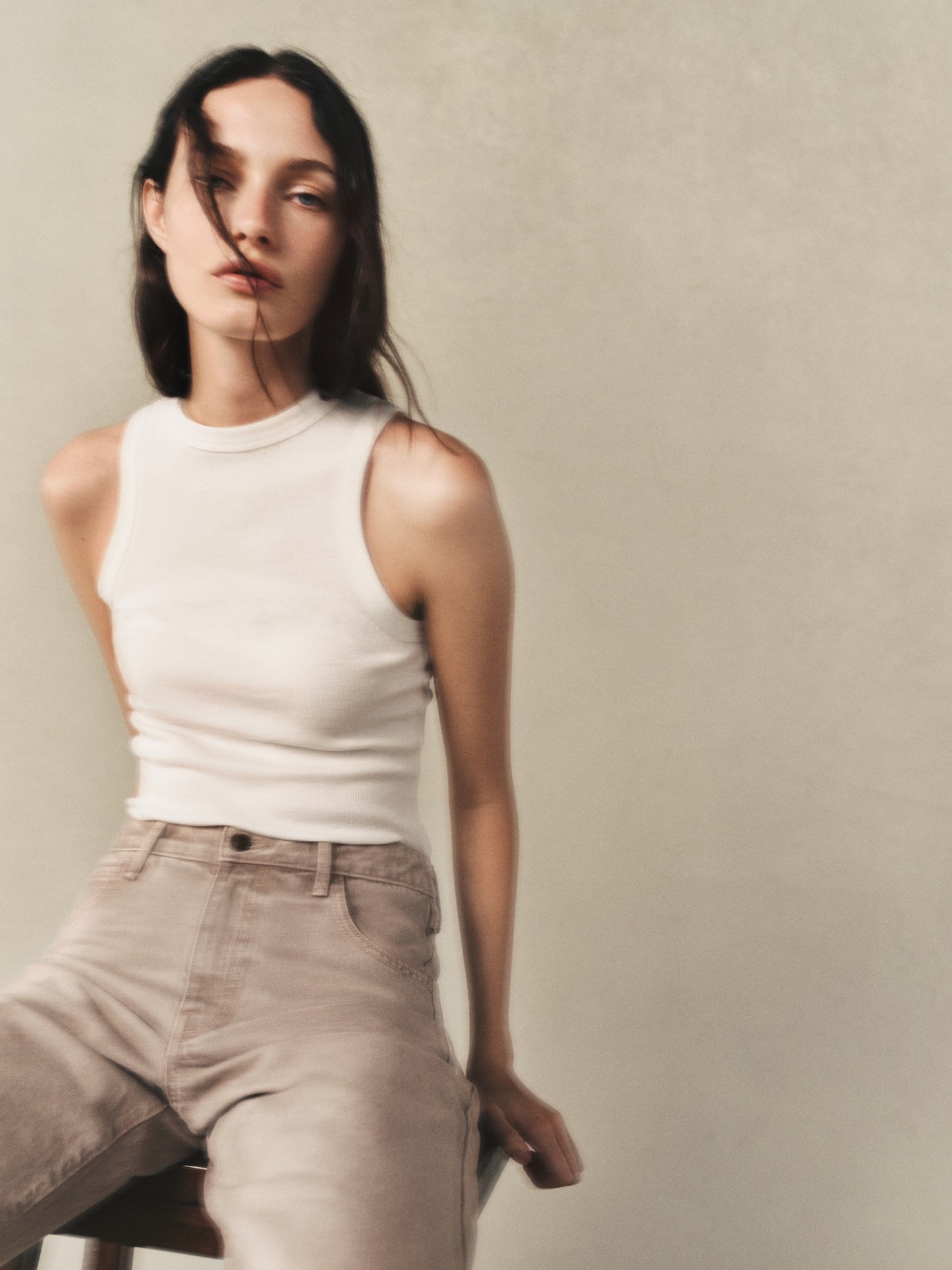 Cashmere Rib Tank | Off White
