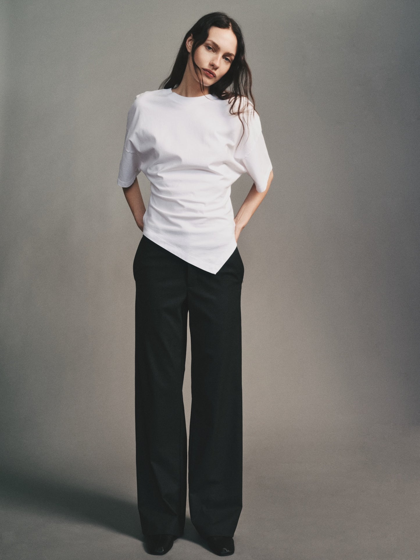 Supima Structured Jersey Asymm Tee | White