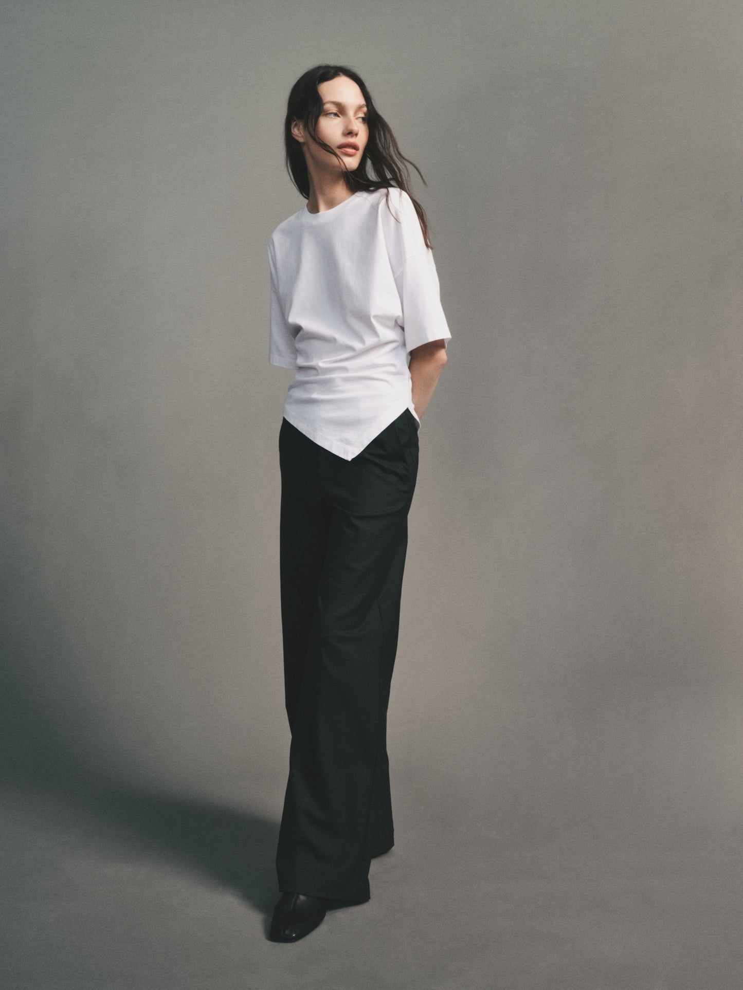 Supima Structured Jersey Asymm Tee | White